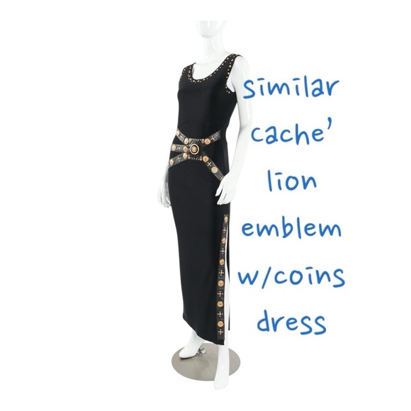 Cache Y2K Black Knit Bodycon Maxi Dress Studded Nautical Details Women’s Small - Picture 12 of 16